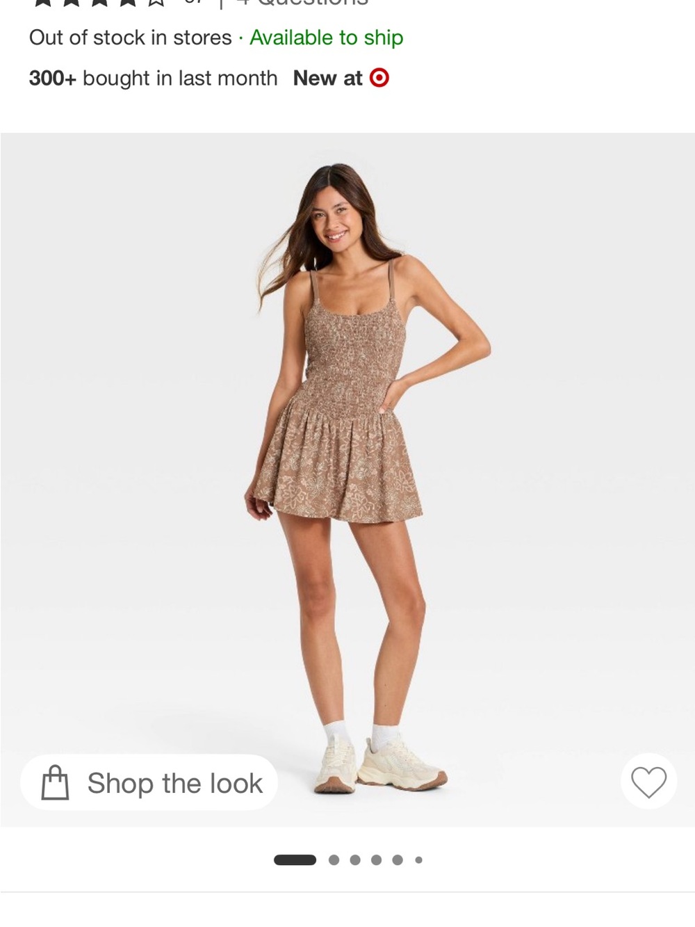 Target Taupe Floral Smocked Mini Dress